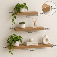 Pack de 3 repisas de repisas flotantes Panela de melamine