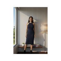 vestido azul de corte ajustado al cuerpo