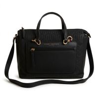 CARTERA TOTE Y CROSSBODY TOMMY HILFIGER MONOGRAFIADO NEGRO CON BOLSILLO EXTERIOR
