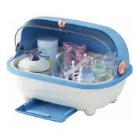 Secador de Biberones Tapa Transparente Antipolvo Celeste