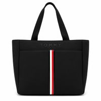 CARTERA TOTE TOMMY HILFIGER NEGRO CON CINTA DE COLORES EN MEDIO