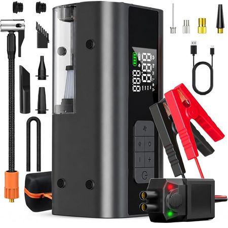 Arrancador de Batería 2000A con Compresor de Aire 160 PSI Power Bank 10000mAh 10 en 1