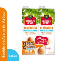 Bebida de Almendras NATURE'S HEART sin Azúcar Caja 946ml Paquete 2un