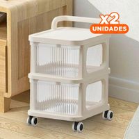 Pack2 Modulo Compacto Cerrado con Cajones de 2 Niveles con Asa Beige Claro YRegalo Sticker