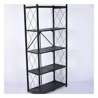 Plataforma metalica plegable 5 Niveles Negro para almacenaje practico YSticky