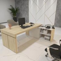 ESCRITORIO EJECUTIVO EN L GOREY DE OFICINA ROBLE BLANCO 202CM
