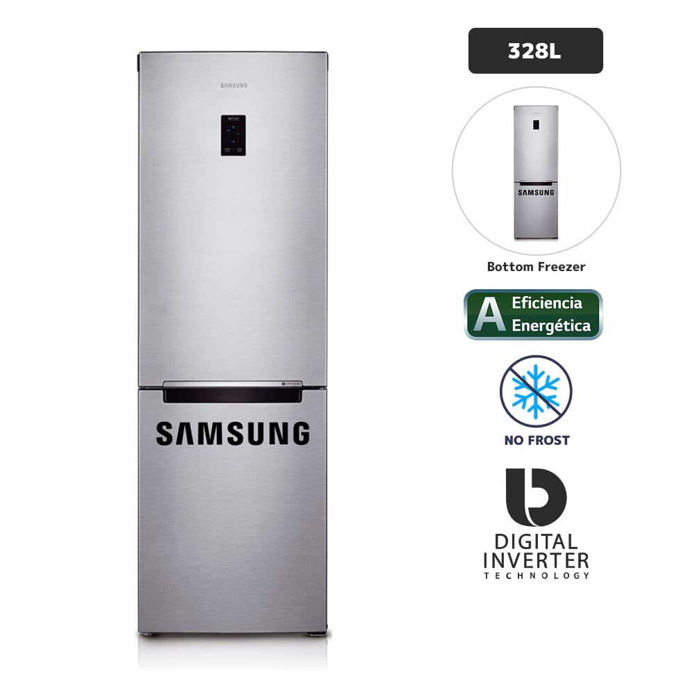 Refrigeradora Samsung RB33J3230SA Bottom Freezer Digital Inverter 328L Plata