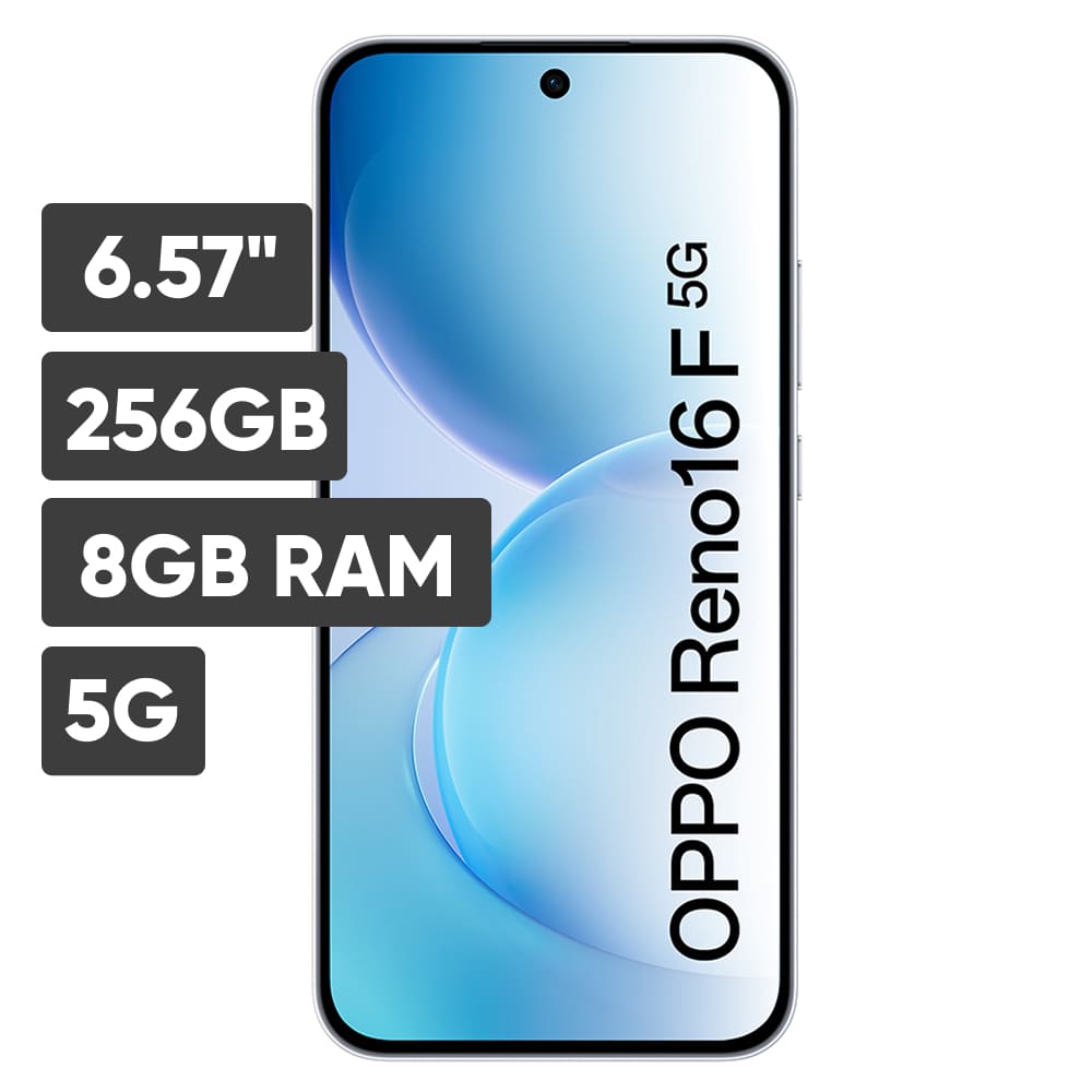 Celular Oppo Reno16 F 6.57" 5G 256GB 8GB RAM Blanco + Audífonos Inalámbricos + Smartwatch