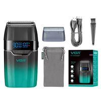 Afeitadora Eléctrica Profesional Recargable para Barba VGR V-308 9000 RPM Verde