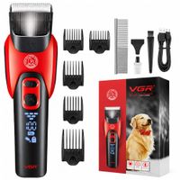 Máquina Corta Pelo para Mascotas Profesional Recargable USB C Luz LED Pantalla Digital VGR V-208