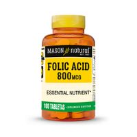 Ácido Fólico 800 MCG Mason Natural 100 Tabletas