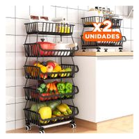 Pack2 Carrito de Cocina Acero Negro para Almacenamiento en Casa Real YRegalo Sticker