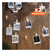 Pack2 Decor Led Con 20 Clips Para Fotos 3 Metros Blanca Para Hogar Y Fiesta YRegalo Sticker