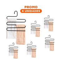 Pack6 Colgador Tipo S Compacto para Dormitorio o Entrada Negro