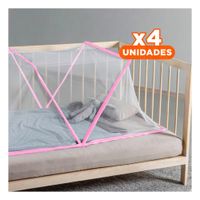 Pack4 Malla Plegable 130x190cm Versatil y Ligera y Practica para Cama Rosado