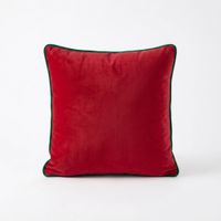 Cojín Navideño Velvet Rojo con Borde Verde ZALMOHADAS  45 X 45 cm