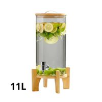 Dispensador De Bebidas De Borosilicato 11 L con Base De Madera
