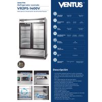 Refrigerador 2 puertas de vidrio Acero Inox. VR2PS-1400V