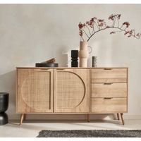 Aparador Nórdico Meria 2 Cajones 3 Puertas con Ratán RyR MUEBLES