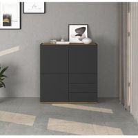 Aparador Moderno Mat 3 Puertas 3 Cajones Negro y Duna RyR MUEBLES