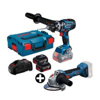 COMBO Bosch: Taladro Atornillador 18V GSB 18V-150 C + Amoladora Inalámbrica GWS18v-8 + 2 Baterías + maletín de plástico