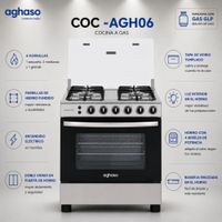COCINA AGHASO GLP 4 HORNILLAS Y PARRILLAS DE HIERRO FUNDIDO COC-AGH06