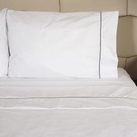 Juego De Sábanas 220 Hilos Algodón Deluxe - Blanco Azul Arlin 1.5 Plazas