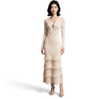 Vestido Encaje Bra127G-48  Flecos Tacto Algodon Color Crudo