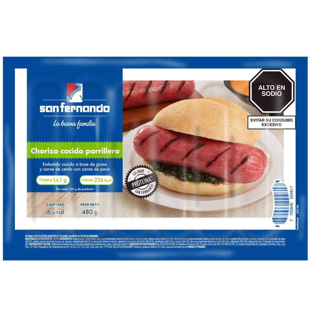 Chorizo Cocido SAN FERNANDO Paquete 480g