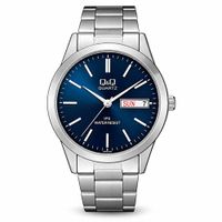 Reloj QyQ CD06J202Y Hombre Plateado 40 mm Esfera Azul Brazalete Metálico 3 BAR