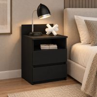 Mesa de Noche Velador Valery 2 Cajones Ventitas Home Negro