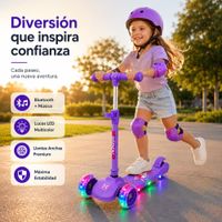 SCOOTER INFANTIL PLEGABLE 3 RUEDAS ANCHAS CON BLUETOOTH -LUCES LED Y  FUNCIÓN MUSICAL 2026