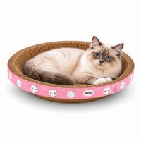 Cama Rascador Redondo para Gato Cartón Corrugado de Alta Densidad 50cm Rosado