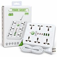 Extensión Eléctrica Multifunción 6 Tomas 3 USB 3 Tipo C PD Con Interruptor Blanco