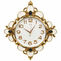 Reloj de Pared Decorativo Elegante Dorado con Diseño Floral - 57x74 cm