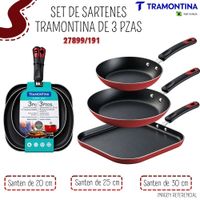 Set de Sartenes Tramontina de 3 pzas CUADRADO - Rojo