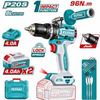 Taladro Percutor Inalámbrico Total 20V Brushless 96Nm 13mm 2 Baterías 4Ah TIDLI209686