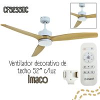 Ventilador de techo 52 con luz y control remoto Imaco CF5235DC.
