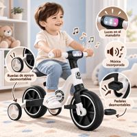 Bicicleta de Equilibrio para Niños con Pedales Luces y Música Negro