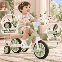 Bicicleta de Equilibrio para Niños con Pedales Luces y Música verde