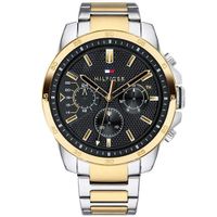 Reloj Tommy Hilfiger Decker 1791559 Multifuncional Acero Inoxidable Plateado Dorado Dial Negro