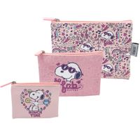 Set de Neceser Cosmetiquero x3 Snoopy Rosado