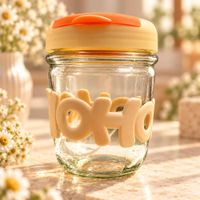 Vaso HoHo Naranja- Vaso de Vidrio con Tapa y Sorbete 400ml
