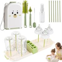 Set Limpiador de Biberones Portatil Osito Multifuncional 10 en 1 de silicona con Estuche VER