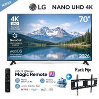 Televisor LG LED 70 Pulg UHD 4K ThinQ AI 70NU850BPSD y Rack Fijo