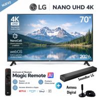 Televisor LG 70 NANO 4K UHD AI Smart TV 70NU850BPSD 2026 con Soundbar LG y Antena Digital