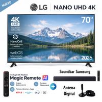 Televisor LG 70 NANO 4K UHD AI Smart TV 70NU850BPSD 2026 con Soundbar Samsung y Antena Digital