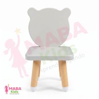 Silla Infantil De Madera Modelo Osito Crema y Beige