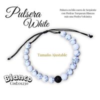 Pulsera StoreWide Piedras Turquesas Blanca con Piedra Volcanica