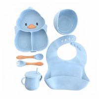 Set de Alimentación de Patito de Silicona 6pcs Celeste